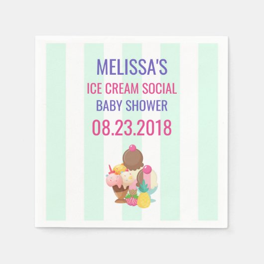 Serviette En Papier Ice Cream Social Baby shower Event (Devant)