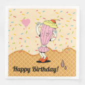 Serviette En Papier Ice Crème Cone Caractères Table de fête Confetti (Devant)