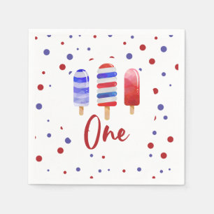 Serviette En Papier Ice Pops One Red White Blue 1er Anniversaire