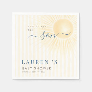 Serviette En Papier Ici vient le Fils Baby Shower Bandes Jaunes