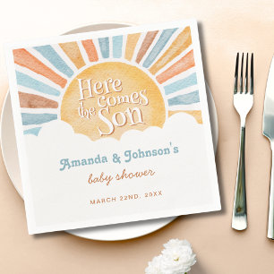 Serviette En Papier Ici vient le fils garçon Baby Shower Soleil 