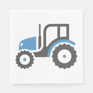 Serviette En Papier Icône de tracteur agricole bleu et gris