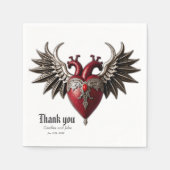 Serviette En Papier Icône gothique romantique : coeur, rose, crâne. (Devant)