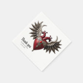 Serviette En Papier Icône gothique romantique : coeur, rose, crâne. (Coin)