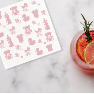 Serviette En Papier Icônes de Baby shower rose