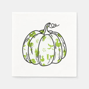 Serviette En Papier Icônes d'Halloween vert mignon dans Cocktail Citro