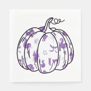 Serviette En Papier Icônes d'Halloween violet mou dans le déjeuner Cit