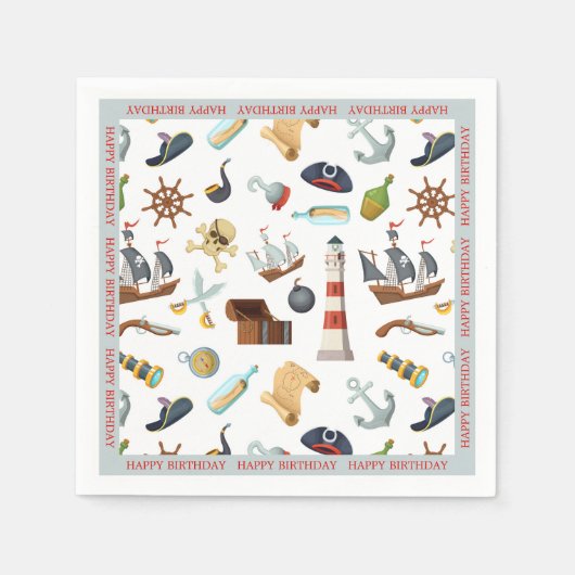 Serviette En Papier Icônes Nautiques Pirate (Devant)
