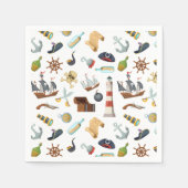 Serviette En Papier Icônes Nautiques Pirate (Devant)