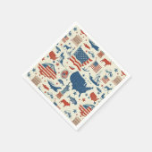 Serviette En Papier Icônes patriotiques - Statue de la Liberté, Drapea (Coin)