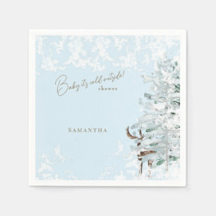 Serviette En Papier Icy Blue Woodland Baby il fait froid dehors