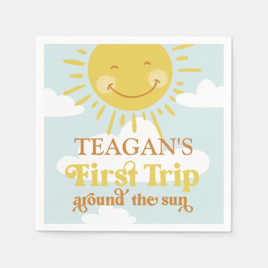 Serviette En Papier Idéal Premier Voyage Autour Du Soleil Premier Anni (Devant)