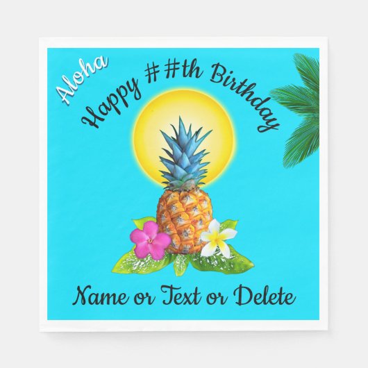 Serviette En Papier Idées De Fête À Thème Hawaiienne, Serviettes Perso (Devant)