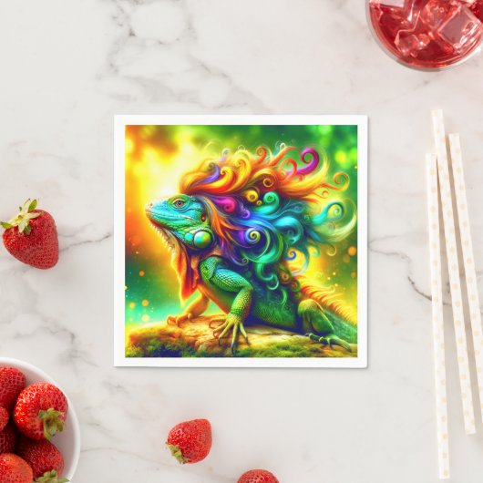 Serviette En Papier Iguana arc-en-ciel (En situation)