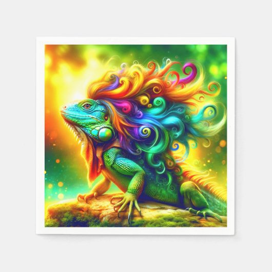 Serviette En Papier Iguana arc-en-ciel (Devant)