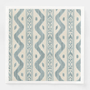 Serviette En Papier Ikat Bleu Vert, Rayure Tissée pour Table