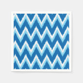 Serviette En Papier Ikat Chevron Stripes - Cobalt, Sky Blue et White (Devant)