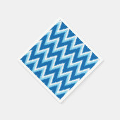 Serviette En Papier Ikat Chevron Stripes - Cobalt, Sky Blue et White (Coin)