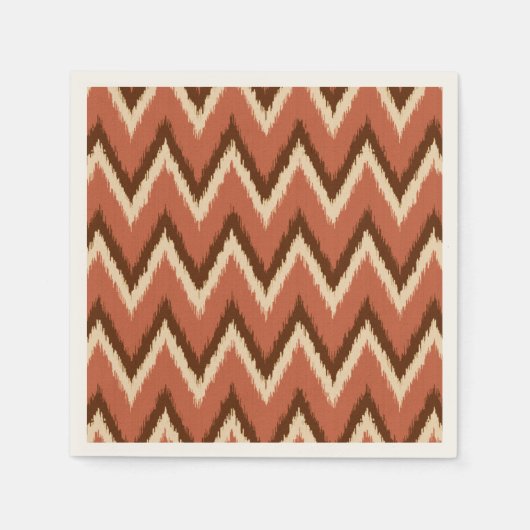 Serviette En Papier Ikat Chevron Stripes - Rouille, Brown et beige (Devant)