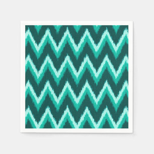 Serviette En Papier Ikat Chevron Stripes - Turquoise, Turquoise et Aqu