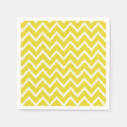 Serviette En Papier Ikat Chevrons - moutarde jaune et blanc (Devant)