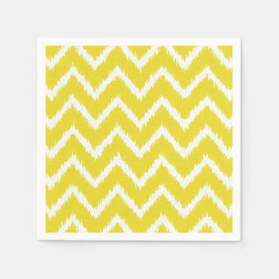 Serviette En Papier Ikat Chevrons - moutarde jaune et blanc