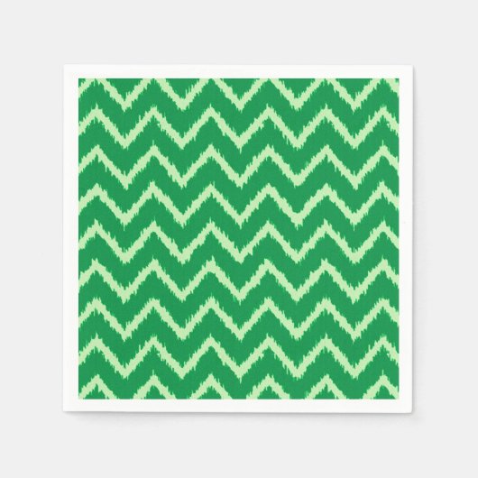 Serviette En Papier Ikat Chevrons - Pin et vert clair (Devant)