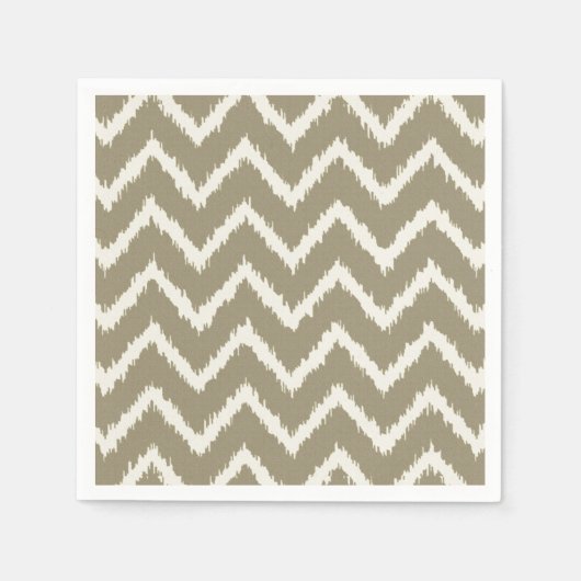 Serviette En Papier Ikat Chevrons - Taupe tan et beige (Devant)