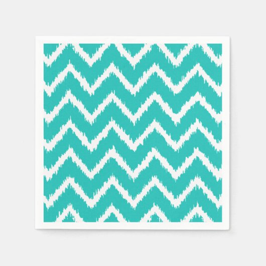 Serviette En Papier Ikat Chevrons - Turquoise et blanche (Devant)