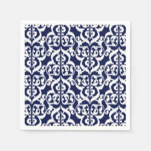 Serviette En Papier Ikat damas mauresque - indigo et blanc