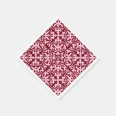 Serviette En Papier Ikat damask pattern - Bourgogne et rose (Coin)