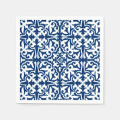Serviette En Papier Ikat damask pattern - Cobalt bleu et blanc (Devant)