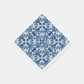 Serviette En Papier Ikat damask pattern - Cobalt bleu et blanc (Coin)
