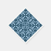 Serviette En Papier Ikat damask pattern - Indigo foncé et bleu clair (Coin)