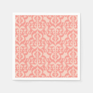 Serviette En Papier Ikat Damassé Mauresque - pêche et rose corail