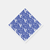 Serviette En Papier Ikat Floral Damask - Cobalt bleu et blanc (Coin)