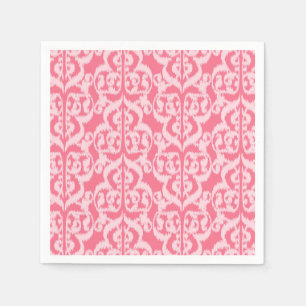 Serviette En Papier Ikat Moorish Damask - nuances de corail rose