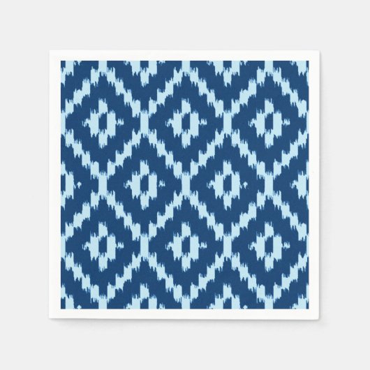 Serviette En Papier Ikat motif - Indigo et bleu pâle (Devant)