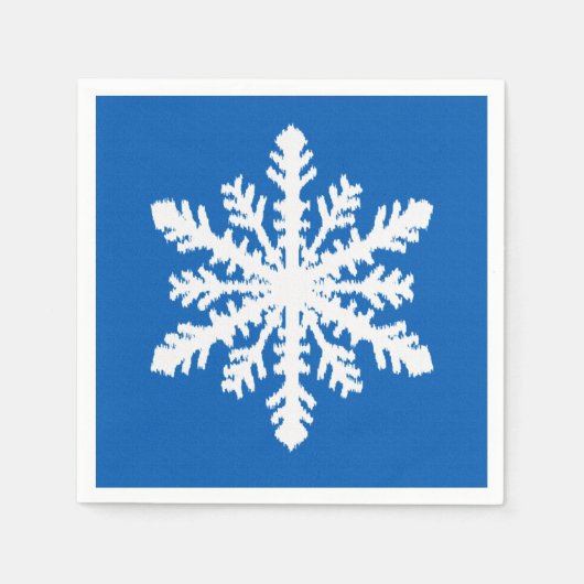 Serviette En Papier Ikat Snowflake 1 de 4 - Cobalt bleu et blanc (Devant)