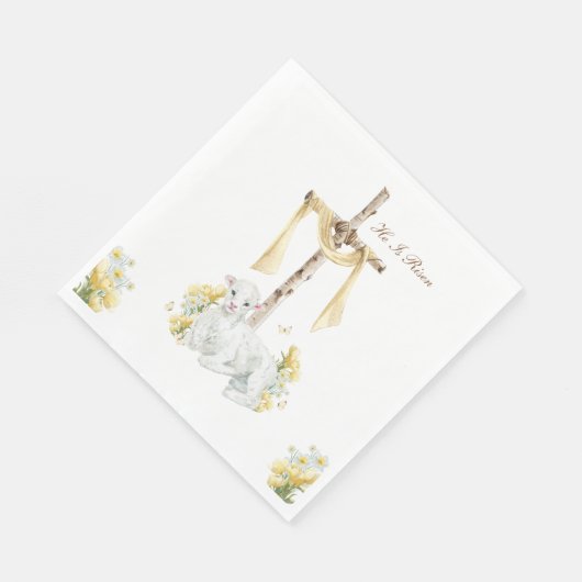 Serviette En Papier Il Est Ressuscité Chrétien Pâques Personnalisé (Coin)