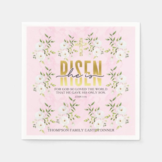 Serviette En Papier Il Est Ressuscité Citation Religieuse Chrétienne P (Devant)