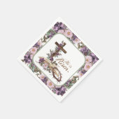 Serviette En Papier Il est ressuscité Croix florale avec la Bible (Coin)