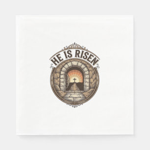 Serviette En Papier Il Est Ressuscité Vintage Pâques Croix T-Shirt