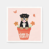 Serviette En Papier Il Est Temps De Pawty Australian Shepherd Dog (Devant)