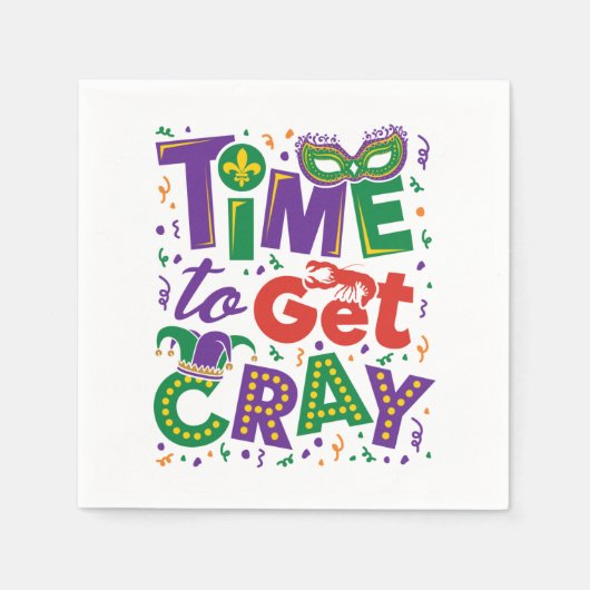 Serviette En Papier Il est temps d'obtenir Cray Crawfish Mardi Gras (Devant)