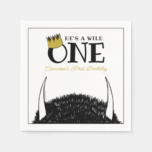 Serviette En Papier Il est un Wild One - 1er Anniversaire Gold Crown (Devant)