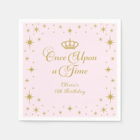 Serviette En Papier Il était une fois Gold Princess Anniversaire (Devant)