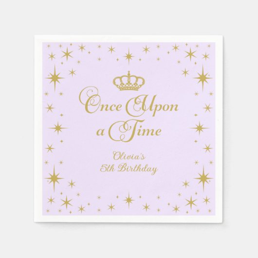 Serviette En Papier Il était une fois Gold Princess Anniversaire (Devant)