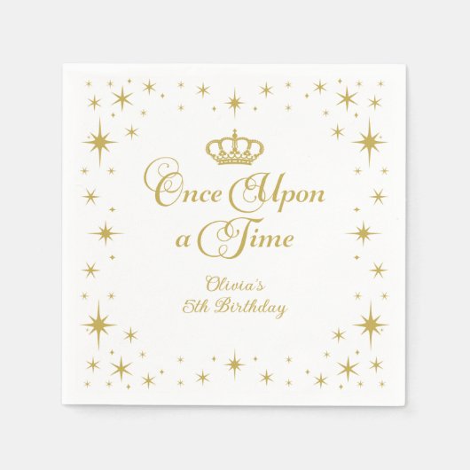 Serviette En Papier Il était une fois Gold Princess Anniversaire (Devant)