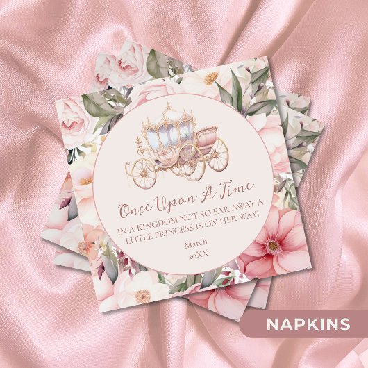 Serviette En Papier Il était une fois un Baby shower princesse rose